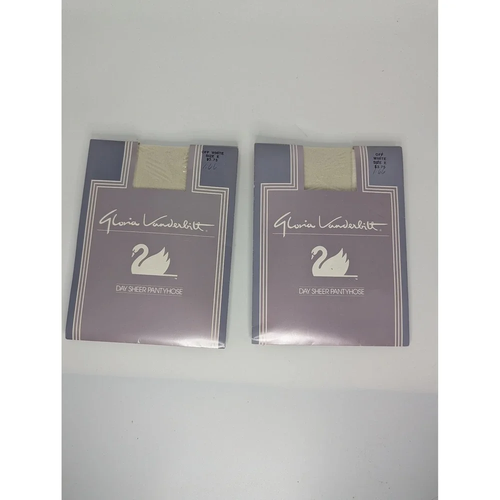 Gloria Vanderbilt Lot of 2 Day Sheer Pantyhose Off White Size E Made in the USA